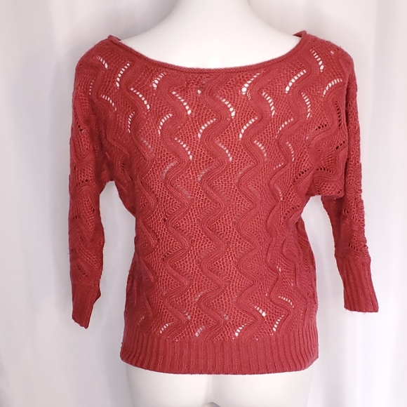 Lauren Conrad Open Knit Sweater Dark pink - Picture 3 of 5